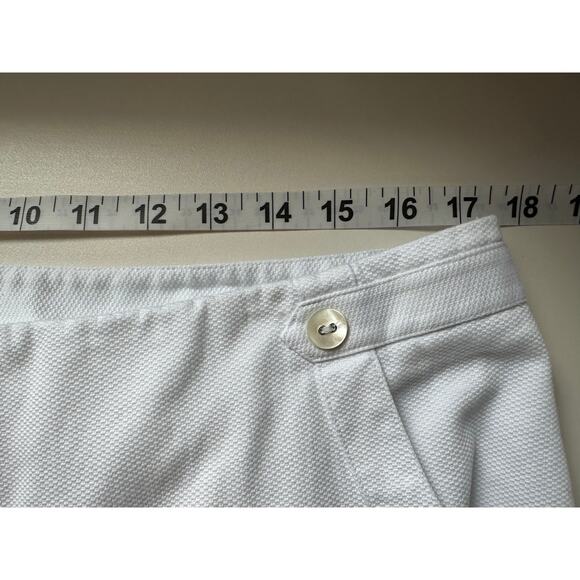 J McLaughlin Sz 14 White Quilted Texture Cropped Pants Stretch Cotton Minimalist - Picture 5 of 11